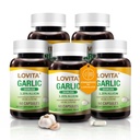 Lovita Odorless Cesnak Kapsule, 5000mg Fresh Cesnak Ekvivalent, 1,25% Allicin Extract, Supports Heart, Krvný tlak, Cholesterol & Immune System, Non-GMO, Gluten-Free, 300 Vegan Kapsule