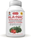 ANDREW LESSMAN ALA + NAC Alpha Lipoic Acid s N-Acetyl-Cysteine 180 Kapsule - Ultra-Vysoká potencia, Anti-Oxidant podpora nervového systému, srdca, mozgu, pečene, obličiek, pľúc, energie. Žiadne prídavné látky
