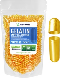 XPRS Nutra Veľkosť 2 prázdne Kapsule - 1000 Počet prázdnych želatíny Kapsule - Tabletky DIY Kapsule Plnenie - Pure Bovine Pill Gel Caps pre Do-It-Svoje vlastné doplnky (zlaté)