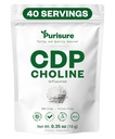 Purisure CDP Choline prášok, 10g, CDP Choline doplnky, ktoré podporujú pozornosť, zameranie, a energie, Citicolín prášok pre kognitívne funkcie, zvyšuje motiváciu a produktivitu, 40 slúži