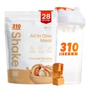 310 Nutrition All-in-One Replacement Shake Powder w/Shaker Cup Starter Kit - High Protein Fiber Rich Vegan Superfood Blend - bez cukru, Keto & Paleo Friendly, Low Carb - Caramel Sundae 28 srv