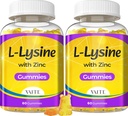 Lyzín Gummies 1000 mg s zinkom - podporuje pokožku, Lip, Vegan, bez lepidla, 60 Žuvateľný L-lyzín pre dospelých, Vitamíny Tissue Health & Immune System, Amino Acid & Complex Supplements, non-GMO(2Pack)