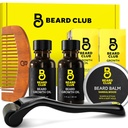 Beard Club vylepšený bradový rastový kit - Derma Valček, Beard Growth Oil (2PK), Sandalwood Brada Balm, Comb - Darčeková sada