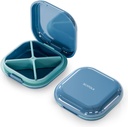 Malá tabletka Prípad, Travel Pill Box, Prenosný Organizátor pilulky, Pill Kontajner pre vrecko 4 oddelenia, Denné kompaktné cestovné liek Holder pre vitamíny lieky (modrá)