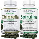 BioOptimal Chlorella Spirulina - Bundle - Organic Chorella Tablets & Organic Spirulina Tablety, 120 Gróf, Premium Quality 4 Organic Certifications