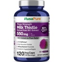 NusaPure Milk Thitle 50:1 Extract, 550 mg Equivalent to 27 500mg 120 Veggie Capsules Non-GMO, Vegan Max Strength - Standardized 80% Silymarin, Bioperine