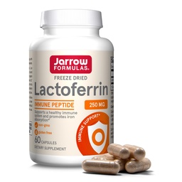 Jarrow Formula Lactoferrin 250 mg - Immune-Supporting Glycoprotein - for Healthy Immune System Support & Immune System Support and Iron Absorbtion - Free - Gluten Free - Non-GMO - 60 Kapsule (Servings)