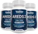 AREDS 2 Biele očné vitamíny bez zinku - Zeaxantín Plus luteín makulárne očné vitamíny - bez sóje - zinok a bez medi Makulárne zdravotné zloženie - balenie 3
