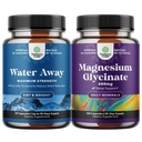 Bundle of Water Away pilulky maximálnej sily - bylinné Diuretiká pre uchovávanie vody pre rýchle konanie úľava od plávania a čistý horčík Glycinate 400mg za slúžiace pre náladu spánku a relaxácie