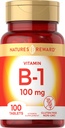 Vitamín B1 100 mg (Thiamine) - 100 gróf - Vegetarián, non-GMO a Gluten Free Supplement - podľa prírodnej odmeny