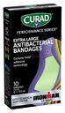 CURAD Performance Series IRONMAN Antibakteriálne pásy, Extreme Hold Lepiace technológie, Extra veľké flexibilné tkaniny pásy pre rezy, šroty, & Burns, rozmanité farby, 2 x 4 palce, 10 Počet