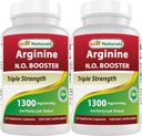 Najlepšie prírodné L-arginín NO Booster Triple sila 1300 mg Slúžiť 120 Veg kapsuly (120 Počet (Stock of 2))