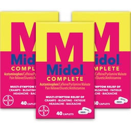 Midol Complete Menstrual Pain Relief Caplets with Acetaminophen for period Cramps, and Menstrual Symptom Relief - 40 Count (Packaging May Vary)