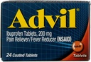 Advil obalené kaplety Ibuprofen obalené tablety, 200 mg, 24 Ct 1,1 oz (4 balenia) (Bundle)