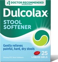 Dulcolax Stool Zmäkčovadlo Laxatívne Tekuté Gélové kapsuly, Jemná Zápcha Relief pre Tvrdé, suché Stools, Dokusate Sodík 100 mg, 25 Gróf