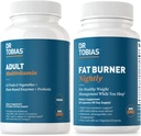 Dr. Tobias Fat Burner Nightly & Adult Multivitamín podporuje energiu, odolnosť a metabolizmus s Ashwagandha. 42 Ovocie a zelenina s probiotikami, extrakt zo zelenej kávy, non-GMO, 30-dňová dodávka