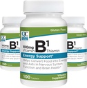 Kvalitný výber vitamín B1 tiamín 100 mg podpora energie, funkcia nervového systému, a zdravie mozgu vitamín doplnok tablety, 100 počet fliaš (3 balenia)