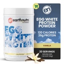 EarthNutri - Vaječný biely proteín prášok doplnok pre pre, intra alebo po tréningu, 26g proteínu na obsluhu, podporuje svalovú silu a zotavenie, žiadne umelé prísady - Vanilla 20 podáva (640g)