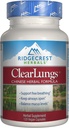 Ridgecrest Bylinné ClearLungs Classic, Natural Lung and Nasal Daily Health Supplement for Bronchial, Respiratory, Immune, Sinus, a Mucus Wellness Support, Herbal Formula (120 Caps, 60 Serv)