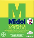 Midol Kompletné Caffeine Free Caplets 24ct: Midol Complete Caffeine Free Menstrual Pain Relief Caplets with Acetaminophen, Provides Bolesť hlavy Relief and Period Cramps Relief, 24 Gróf