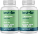 BESTVITE vitamín B-2 (Riboflavín) 400mg (240 Vegetariánske kapsuly) (120 x 2) - žiadne stearáty - Vegan - Non GMO - bez lepidla