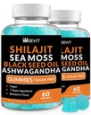 Shilajit Sea Moss Ashwagandha Gummy s kurkumovým, čiernym semenom olej, vitamín C D pre mužov a ženy, Shilajit a Ashwagandha Gummy, všetko v 1 Doplnky pre imunitné, Absorpcia a energetická podpora