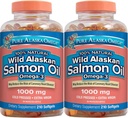 Pure Aljaška Omega-3 Wild Aljašský lososový olej 1000mg Softgels 2 Balenia (210-Count Each)