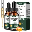 Magnézium Glycinate Tekuté kvapky Supplement, s horčíkom Glycinate 500mg Ashwagandha, L - Theanine, harmanček -Podpora Relief stresu, kosti, svalovina, Mood Mango Flavor 2Pack