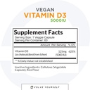 Vegan Vitamín D3 5000 IU Supplement - Pure, High Potency D3 Vitamín 5000 IU Supplements for Immune Health & Strong Bones Support - 120 Kapsule, Providing a 2-Month Supply of VIT D3