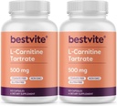 BESTVITE L-karnitín Tartrate 500 mg v jednej kapsule (240 kapsúl) (120x2) - No Stearates - Non GMO - Gluten Free