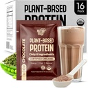 Organický vegánsky proteín prášok Sample Pack - Rastlinné na báze proteínu, Gluten-Free, Non GMO, 20g Protein per Serving, Skvelé pre smoothies & Shakes (Čokolát, Balenie 16)