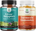 Bundle of Liver Clean Detox & Repair - Silymarin Milk Thitle with Dandelion Root Choline Cvikle extrakt a Turmeric Curcumin Gummies with Black Pepper Curcumin Powder for Joint Support