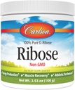 Carlson - Ribose, 100% Pure D- Ribose, Non-GMO, Energy Production, Muscle Recovery & Atletic Performance, 3,53 oz (100 g)