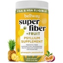 Bellway Super Fiber Powder + ovocie, bez cukru Organic Psyllium Husk prášok Fiber Supplement for Regularity, Bloating Relief & Gastive Health, Plant-Based, Ananás Passion Fruit (50 Servings)