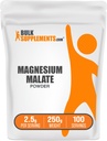 BulkSupplements.com Malát horečnatý prášok - horčík Doplnky, vysoká bioavailabilita - Neochutené a bez lepidla, 2,5 g na Serving, 250 g (8,8 oz) (Back of 1)