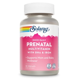 SOLARAY raz denne prenatálny multivitamín s DHA a železom, prenatálne vitamíny a minerály pre očakávané matky, ľahko ranné bylinné zmes a celé potravinové základne, Lab Overené, 90 Serviv, 90 VegCaps