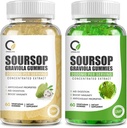2 Balenie Soursop Graviola Gummies, Soursop Leaf Extract Ochutené a autentické Soursop ovocný extrakt chuť, pre podporu buniek a regeneráciu, imunita, Pečeň, Zzz & Antioxidant - Gluten Free, Vegan