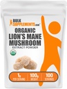 BulkSupplementments.com Organic Lion's Mane Mushrom Extract Powder - Lions Mane Supplement Powder, Superfood for Well-Being - Vegan, 1g per Serving, 100g (3,5 oz) (Pack of 1)