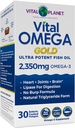 Vital Planet - Vital Omega Ultra Potent Wild Caught Omega 3 Fish Oil Supplement with 2350mg High Potency Omega 3 Mastné kyseliny doplnky EPA a DHA na podporu mozgu a zdravie srdca 30 Softgels