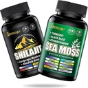 Morské machy a shilajit Bundle - 90EE Count - Morské machy, olej z čiernych semien, Ashwagandha, Turmerica & Shilajit, Rhodiola Rosea, Burdock, Bladderwrack 21 v 1 Doplnky (2 balenia)