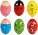 SallyFashion 6 PCS Drevené Shaker Vajíčka pre batoľatá, Vaječné maracas perkusie Shakers Hudobné nástroje pre Party Favors Goodie Bag Stuffers Classroom Prize