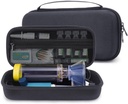 Tvrdé cestovné puzdro pre Astma Inhaler, Spacer pre deti a dospelých, Masky, Držiteľ inhalátora Prenosné Nosenie tašky Storage Organizátor s mesh Pocket pre medicínu, Alergické lieky, Ventolin Inhaler (CASE LEN)