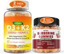 2Pack Vegan Vitamín D3 5000IU K2 Gummies+ 2Pack Berberine Supplement 1500mg Gummies