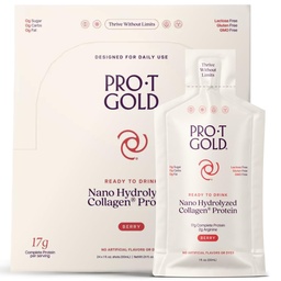 ProT Gold Liquid Collagen Protein Shot, 17g, Nano Hydrolyzed & Grass Fed, 2g Arginine for Wound Support, Gluten Free, Tuk and Sugar Free, 0g Carbs, Non GMO, Berry, 24 fl oz, 24 Balenie
