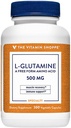 Vitamín Shoppe L-Glutamine 500MG, Free Form Amino Acid, podporuje zotavenie svalov a imunitné zdravie (300 kapsúl)
