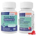 WELMATE Relief Relieftory Bundle: Maximálna sila Guaifenesin 1200 Mg Mucus Relief (100 tabliet Bi- Layer) + Fenylefrin HCl 10 mg Nosal Dekongestant PE (200 tabliet) Sinus, Cold & Alergy Support
