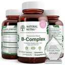 Prírodné Nutra vitamín B komplex s niacín, folát, tiamín, biotín, podporuje nervový systém zdravie, podporuje metabolizmus, koža, oči a vlasy zdravie, celé jedlo doplnok, 120 Vegetariánske kapsule