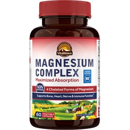 Vitalitown Magnézium Complex Supplement 500mg - Maximalizované Absorpcia NSF Certified Empired Magnézium Glycinate, Malate, Taurate & Citer - Vegan Non-GMO pre spánok, Energia & Heart 60 Caps
