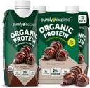 Čisto inšpirovaný Pripravený piť organický proteín Shake, dekadentná čokoláda (12 balenia) - Rastlinné-založené RTD Výživové proteínové nápoje - Zero-Cukor a bez lepku Náhradný nápoj na jedlo Tekutý proteín