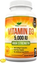 Vitamín D3 5000 IU, 365 Jednoduché prehltnutie softgelov, vysoká sila Vitamín D 5000 IU doplnok - celoročné zásobovanie
